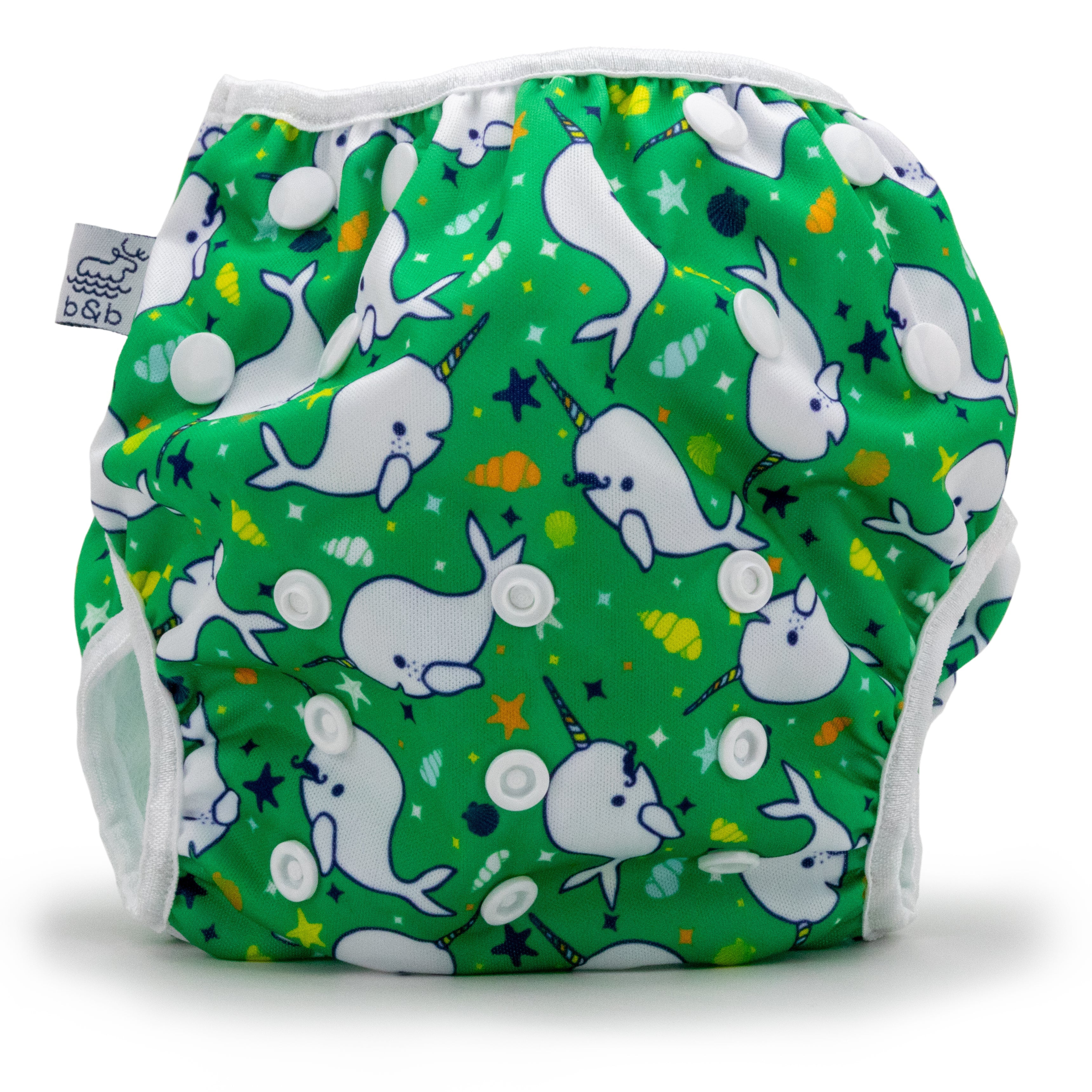 Narwhals 0-3 years Nageuret  Swim Diaper (Green) by Beau & Belle Littles