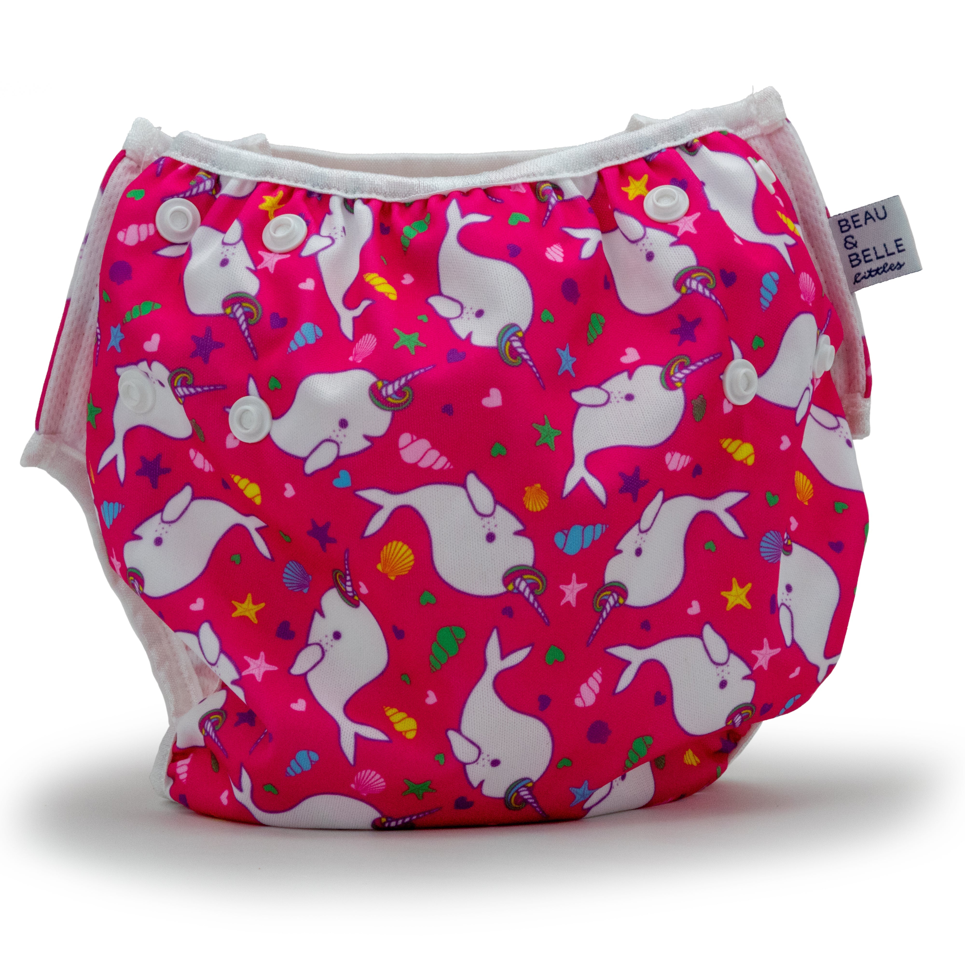 Narwhals 2-5 years Nageuret Swim Diaper (Hot Pink) by Beau & Belle Littles