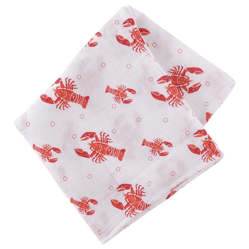 Gift Set: Heads or Tails Crawfish Lobster Baby Muslin Swaddle Blanket and Burp Cloth/Bib Combo by Little Hometown